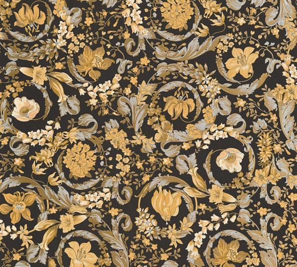 VERSACE 5 PARATO VINILICSU TNT FLOWERS BLACK 0,70X10,05MT