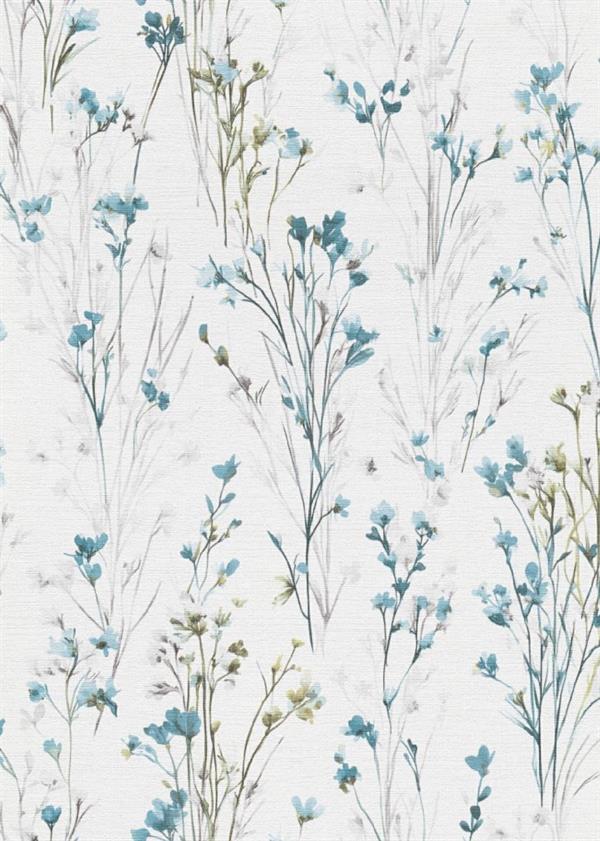 PARATO EDEN IN PVC/TNT  /FLOWERS BLUE 0,53X10,05MT