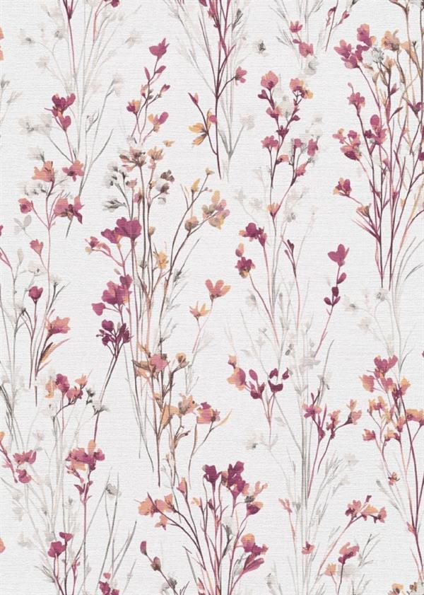 PARATO EDEN IN PVC/TNT  /FLOWERS BORGOGNE 0,53X10,05MT