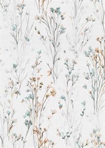 PARATO EDEN IN PVC/TNT  /FLOWERS L.BLUE/YELLOW 0,53X10,05MT