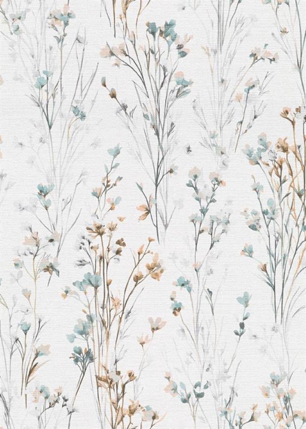 PARATO EDEN IN PVC/TNT  /FLOWERS L.BLUE/YELLOW 0,53X10,05MT