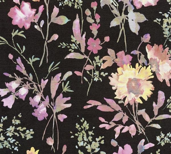 PARATO EDEN IN PVC/TNT  /FLOWERS BLACK 0,53X10,05MT