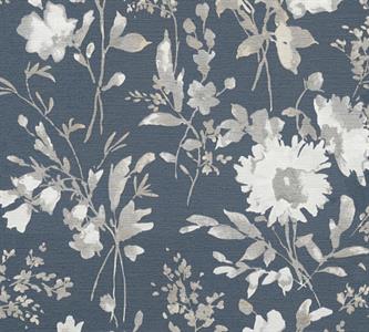 PARATO EDEN IN PVC/TNT  /FLOWERS BLUE 0,53X10,05MT