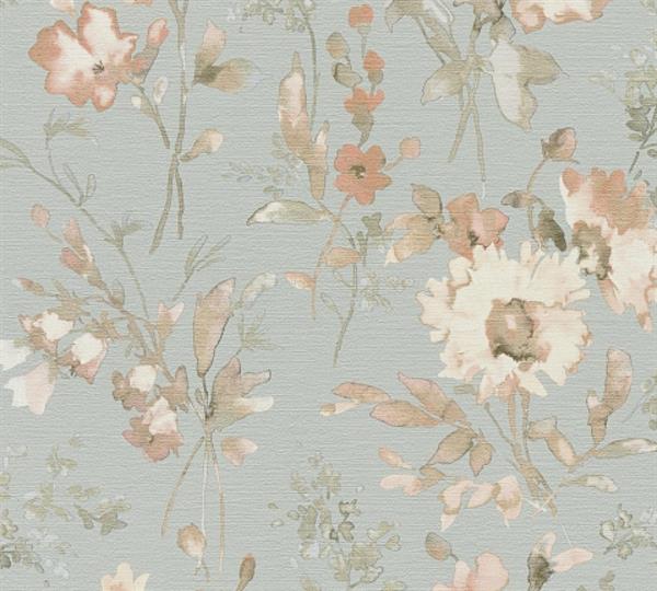 PARATO EDEN IN PVC/TNT  /FLOWERS LIGHT GREEN 0,53X10,05MT