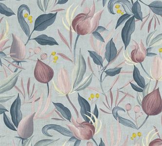 PARATO EDEN IN PVC/TNT  /FLOWERS LIGHT BLUE 0,53X10,05MT