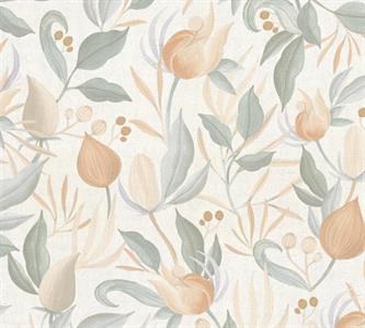 PARATO EDEN IN PVC/TNT  /FLOWERS ORANGE 0,53X10,05MT