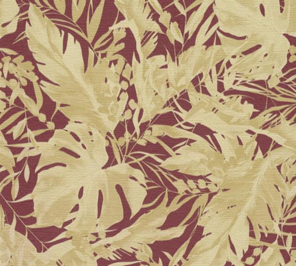 PARATO EDEN IN PVC/TNT  /FOLIAGE GOLD/BORGONE 0,53X10,05MT