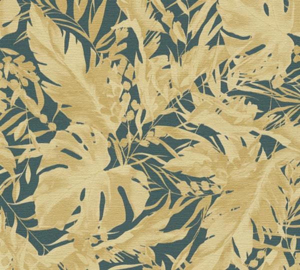 PARATO EDEN IN PVC/TNT  /FOLIAGE GOLD/BLUE 0,53X10,05MT