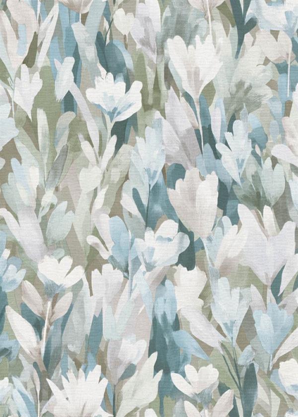 PARATO ELITE IN PVC/TNT FLOWERS BLUE 0,53X10,05MT