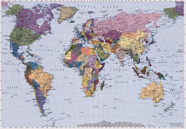 FOTOMURALE KOMAR HOME 4 WORLD MAP MIS. 254X184 cm