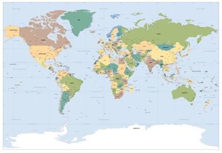 FOTOMURALE KOMAR GALLERY (184X127CM)WORLD MAP - G