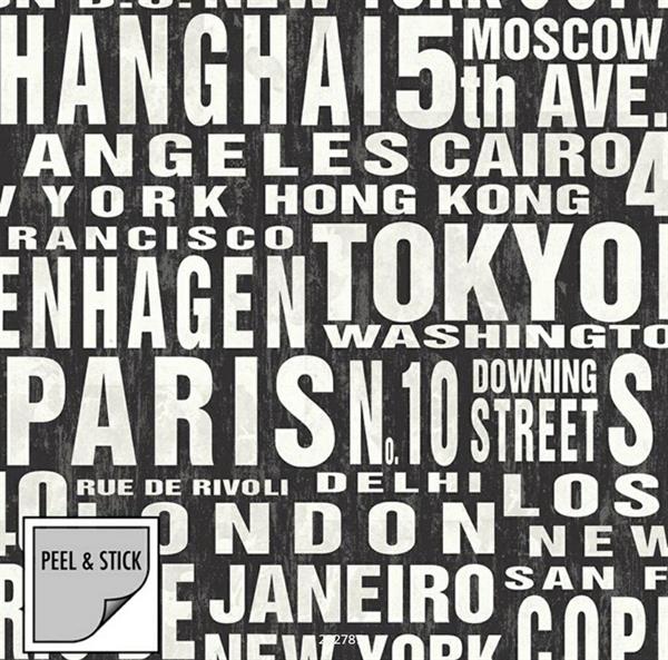 PEEL&STICK PARATO ADESIVO NW31400 BLACK & WHITE CITY 5,48X0,52mt