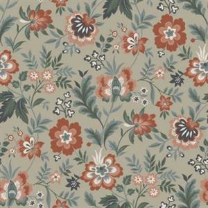 LYCKEBO PARATO SU TNT FIORI GRIGIO ROSSO 10x0,53 mt