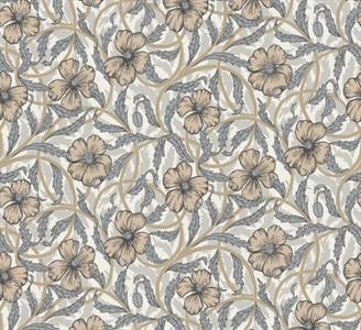LYCKEBO PARATO SU TNT FIORI GRIGIO BEIGE 10x0,53 mt