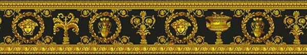 VERSACE 3 BORDO  PVC/TNT NERO ORO TONDO MEDUSA mt.5 xh.9,5 cm
